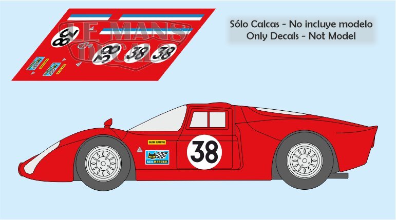Autocollants Alfa Romeo T33/3 Le Mans 1970 - échelles 1:18 à 1:43 - Neufs