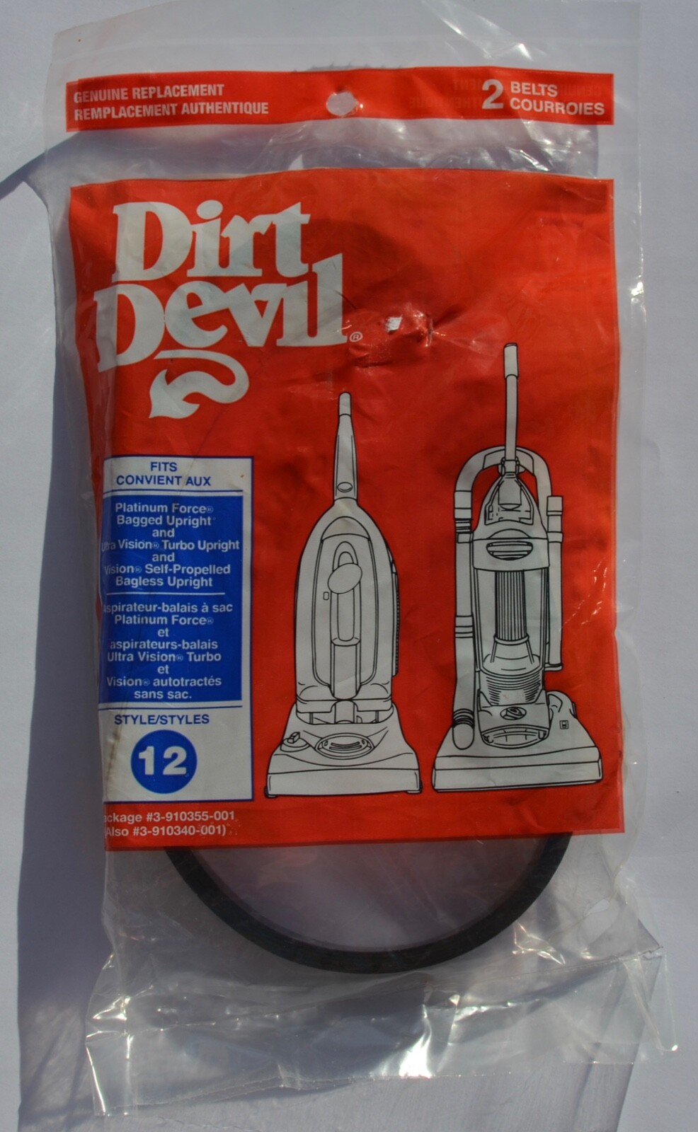 2 DIRT DEVIL VACUUM BELTS GENUINE REPLACEMENT BELT STYLE 12 FITS CONVIENT AUX eBay