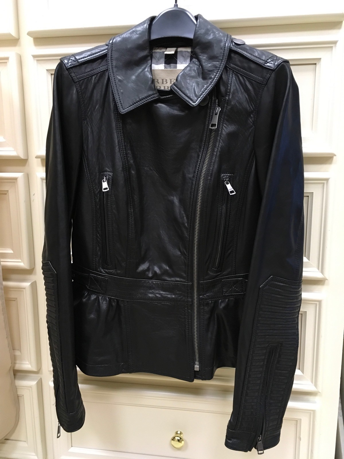 Burberry Brit Chorleywood Women’s Black Leather Peplum Jacket