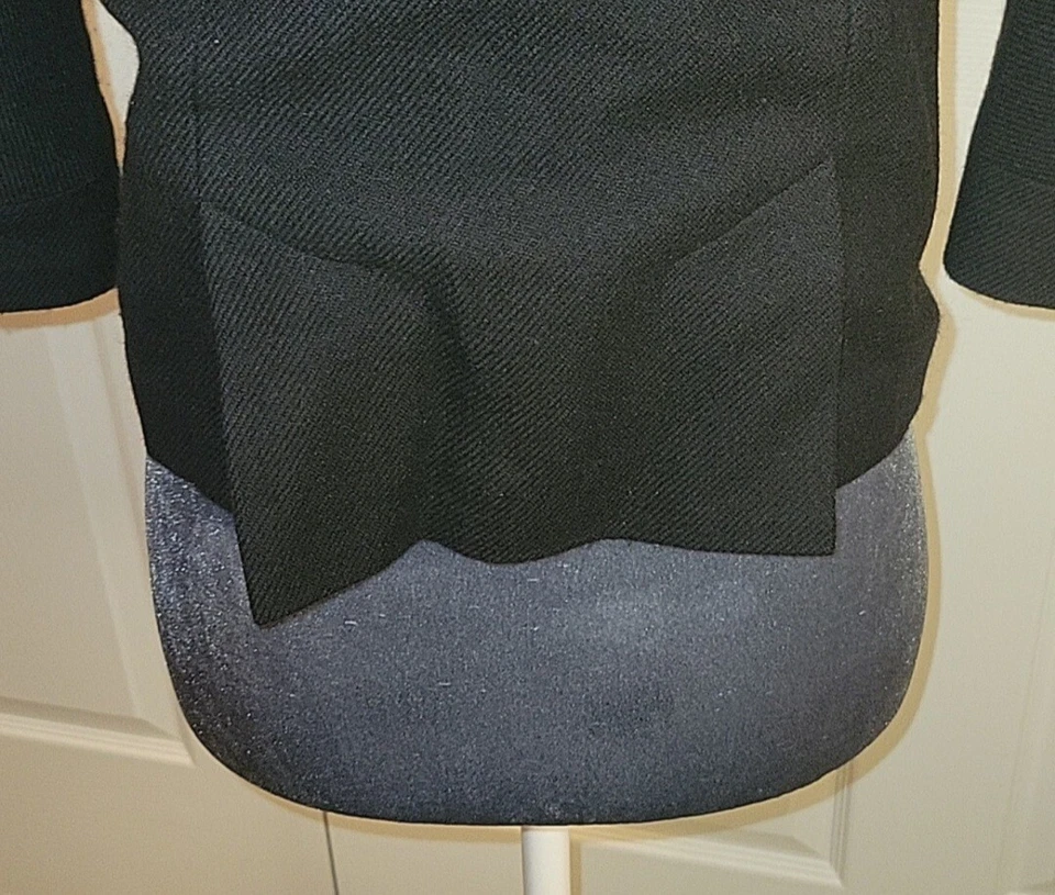 Halogen Black Wool & Cotton 3 Button Short Pea Coat - Image 2 of 4