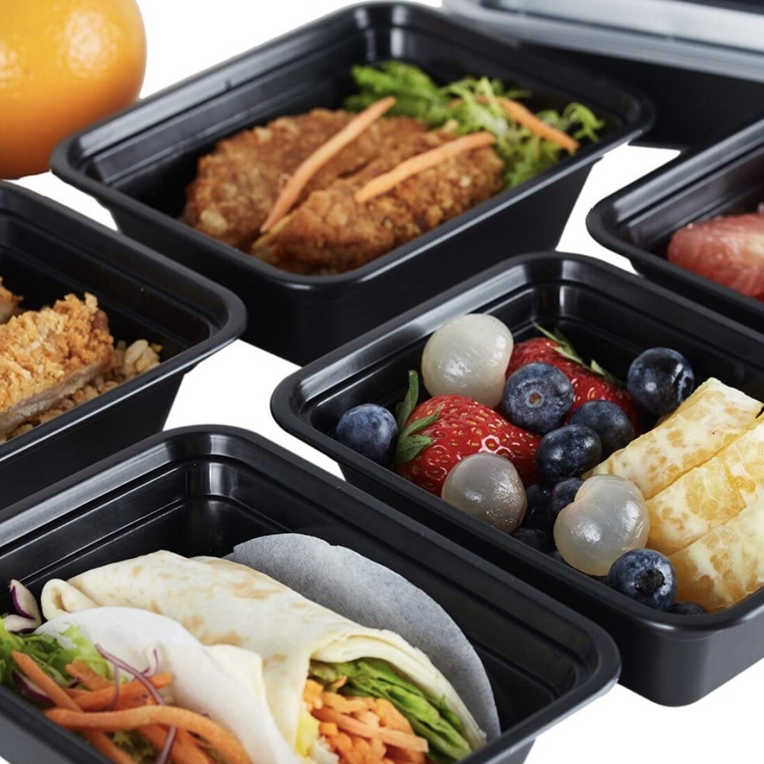 12 oz Meal Prep Food Containers 6''x 4.75''x1.75'' W/ Lids Microwavable Reusable