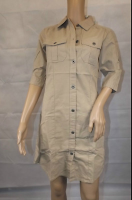   3Suisses  34 ~  beige  Tolles Kleid ~ Hemdkleid ~  halbarm ~ Baumwolle ~ NEU