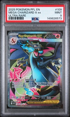New Listing2025 Pokemon Pfl En-Phantasmal Flames #109 Mega Charizard X Ex Ultra Rare PSA 9