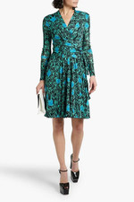 Diane Von Furstenberg "Carla Two" Floral Print Wrap Dress Turquoise - worn once!