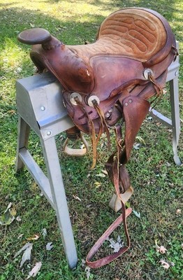 Western Saddle Leather Horse Rider Used Country Cowboy Farm Prop *In Kansas City