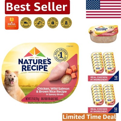 Nutritious Wet Dog Food Cups - Chicken & Wild Salmon Recipe for All Breed Sizes