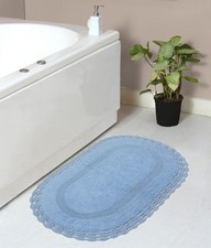 Hampton Crochet Reversible Bathmat 100 Cotton Bathroom Rugs Set, Washable Ru...