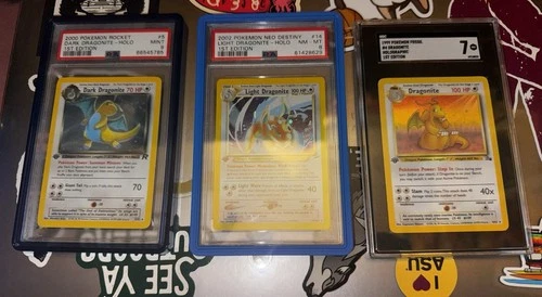 PSA and SGC 1st edition holo Dragonite pokemon card slab lot