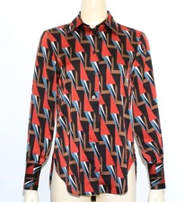 Maison D’Amelie Parisian Geometric Glitter Button Down Shirt Long Sleeve Size XS