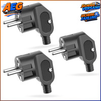 Schuko Stecker 250V 16A 3 StüCk Schutzkontaktstecker Winkelstecker Schwarz