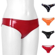 Wet Look Faux Leather Women's Shiny Panties Thong Brief Clubwear Red XL