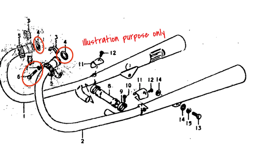 Exhaust Manifold Gasket Repair Set Suzuki GS400/X, GS425E/L, GS450E/L/S/T - Image 2 of 2