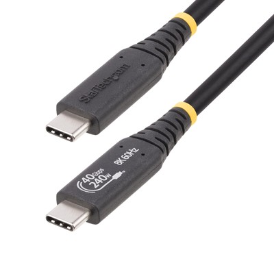 StarTech.com 1m (3.3ft) USB4 Cable, USB-IF Certified USB-C Cable, 40Gbps, 240W P
