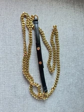 Saint Laurent Black Leather Classic Gold Chain YSL Chain ONLY AUTHENTIC