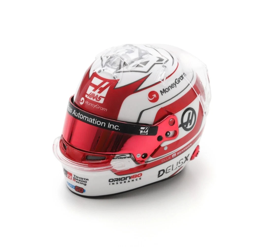 Casque miniature Ollie Bearman GP Monaco 2025 Spark 5HF209 finition luxe en résine