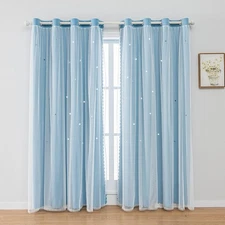 Blackout Opacas Cortinas 2 Paneles Set Para Ventanas De Tela 52"x84" Azul NEW US