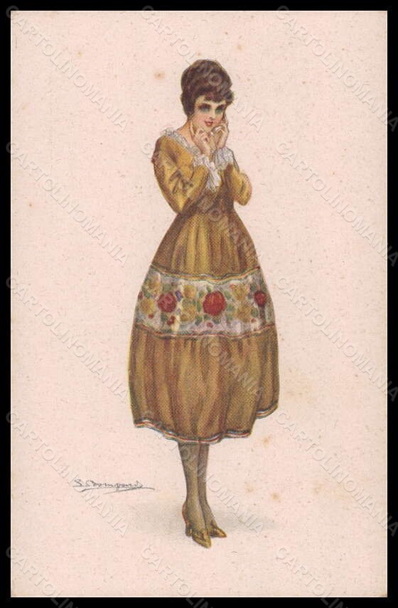 Cartolina Artista Firmata Bompard Fashion Glamour Lady Serie 928-5 VK6397