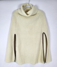 Lauren Ralph Lauren Waffle Knit Turtleneck Poncho Cape Sweater Wool