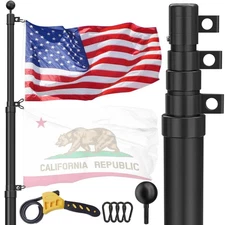 Flag Pole for Outside In Ground, 20 FT Heavy Duty Telescopic Flagpole Kit for...