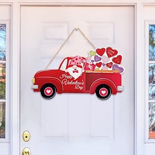 Sggvecsy Valentines Day Door Sign Front Hanging 17 x 10.2 inches, red