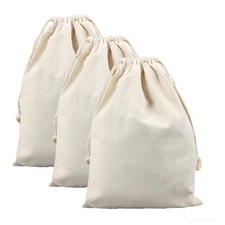 3 Pack Large Christmas Bags Drawstring Blank Canvas Christmas Gifts Santa Sac...