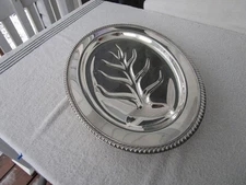 QUALITY~~" Footed Silver Plated Meat Serving Platter" 16" X 12"~~~CLEAN!!