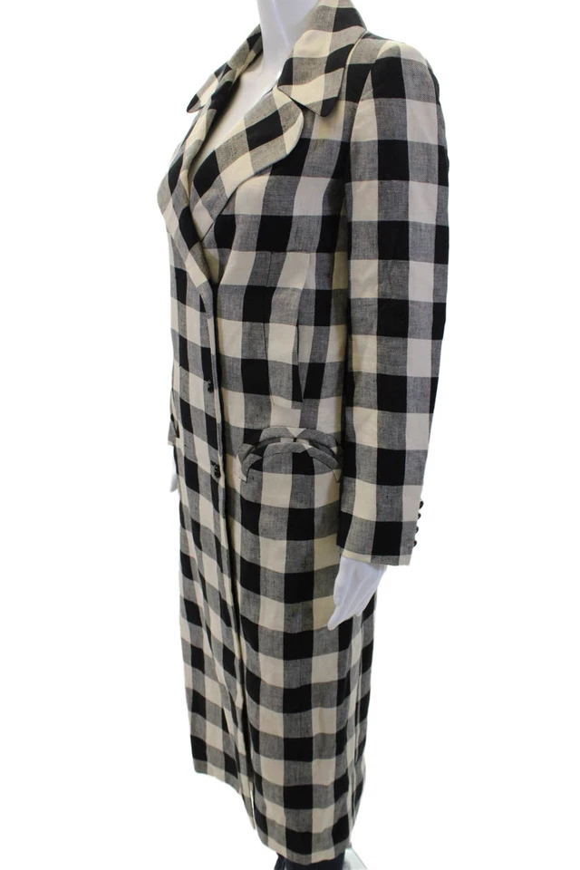 Chaqueta Blazer Larga Blaze Milano Mujer Forrada a Cuadros Negra Blanca Talla 34 Foto 2 de 4