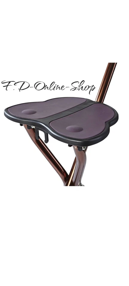 Gehstock mit Sitz Fläche Spazierstock Stuhl klappbar höhenverstellbar Aluminium - Bild 3 von 4
