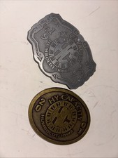 Hy-Capacity Humboldt Iowa Machinery Equipment Nos Vintage Belt Buckle Set Of 2