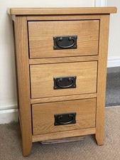 Oak Furniture Land Original Rustic 3 Drawer Bedside Cabinet Table