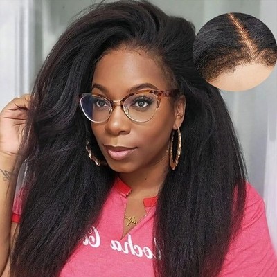 13x4 Kinky Straight Wig Human Hair glueless wig for black women yaki wig 180%