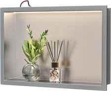 LED Stainless Steel Recessed Shower Niche 30x45cm | Black Built-in Wall Shelf