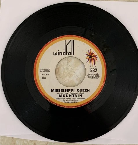 RARE  1970 Mountain - Mississippi Queen & The laird 45rpm Windfall Records 532