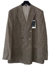 Blazer uomo autografo doppiopetto gessato lino 44R pizzo risvolto italiano 