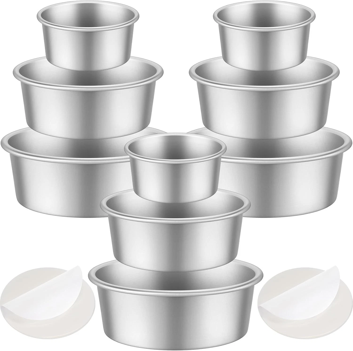 Mumufy 9 Pieces Round Cake Pans about 6, 8, 10 inches diameter, Silver
Opens in a new window or tab
