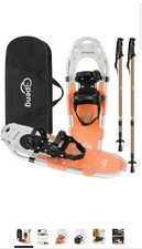 Gpeng Orange Aluminum Alloy Snowshoes Set Heel & Toe Crampon Poles Carrying Bag