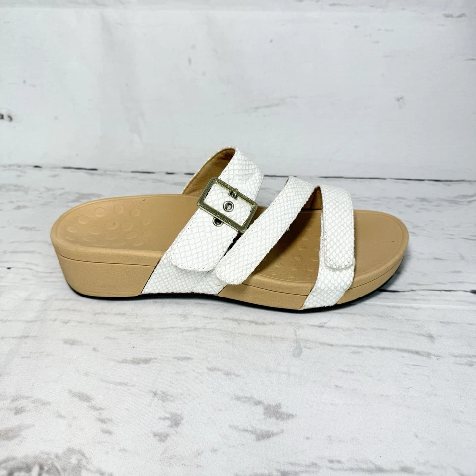 Vionic Rio Sandals Women’s 9 White Slides Snake Prints Buckle - Image 2 of 4