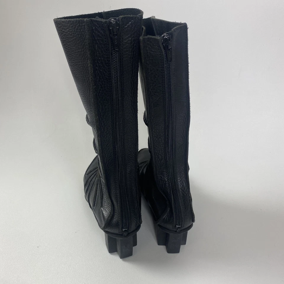 TRIPPEN Alemania Botas de Cuero Negras 2" Cuña Trasera Cremallera Talla EU 40 US 9 Foto 3 de 4