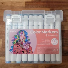 Ohuhu Markers: Water-Based Paper-Friendly Colouring Pens, 60 Colours Dual Tips 