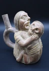 Pre Columbian Moche culture clay strirrup vessel 100 - 700 AD (Peru)