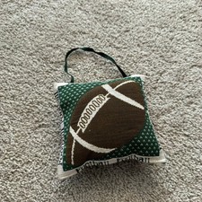 Handmade Small Green White Brown Football Pillow Decor Piece NFL Sports