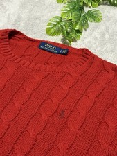 Pullover Zopfmuster Rundhals Polo Ralph Lauren rot Gr. L