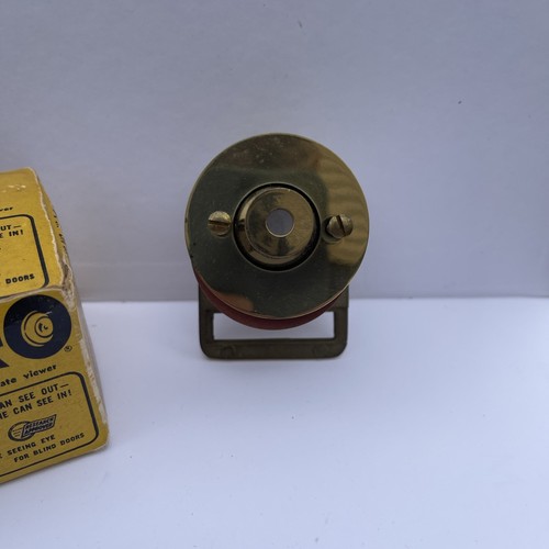 Vintage PEEK-O Peep Hole Door Viewer Seeing Eye Polished Brass USA - NOS - Picture 3 of 8