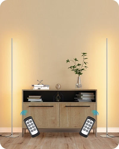 EDISHINE LED Corner Floor Lamp,Minimalist Dimmable Light 7 Color Temperature 2Pc