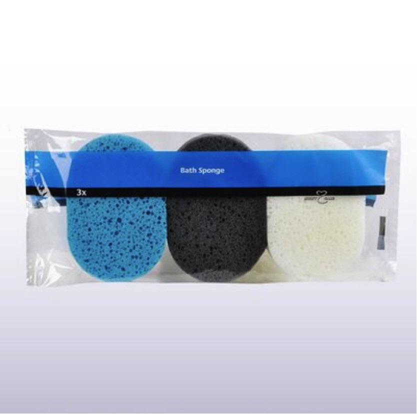 Multy 3 Pack Oval Bath Sponges - Teal/Charcoal/White - Bath,Shower,Clean