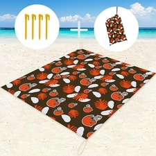 Cleveland Browns Waterproof Picnic Mat 59×57in Beach Mat with Storage Bag