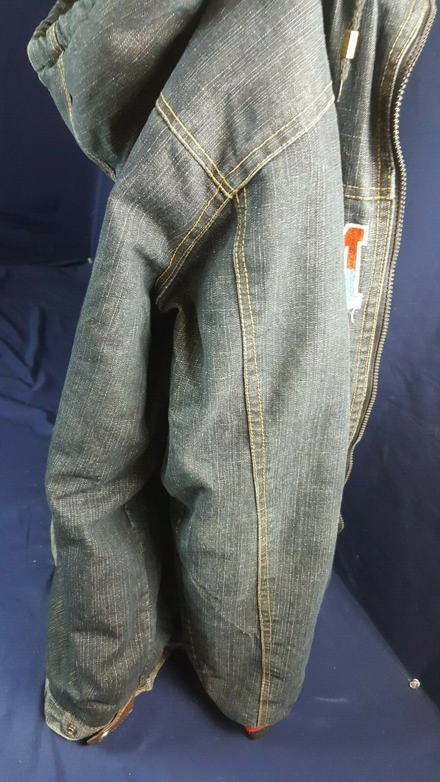 FILA Giacca Foderata Pile Vintage JMR Stamford Rivers Rowing Club Denim Con Cappuccio XXXL In Ottica