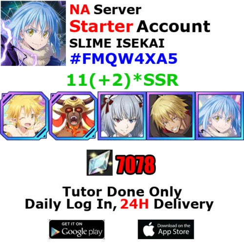 [NA][INST] Slime ISEKAI Starter Account 11(+2)SSR 7070+Crystals #FMQW - Picture 1 of 2