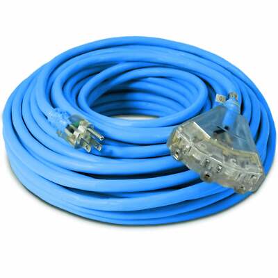 12/3 Flexible Extreme Cold Heavy Duty 3-Outlet Lighted SJEOW Oil-Resistant Cord