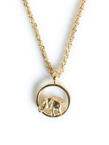 Necklace Good Luck Elephant Elephant Pendant Charm 20" Rope Chain Gold Plated 